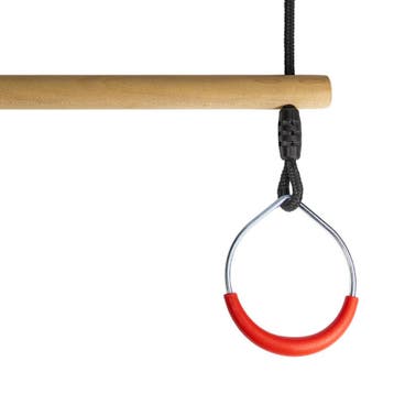 Houten ringtrapeze met metalen ringen - BR touw zwart, Ophalen of Verzenden, Nieuw