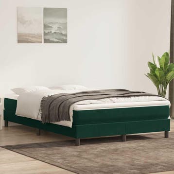 vidaXL Boxspring zonder matras fluweel donkergroen 140x220, Verzenden, Nieuw, Groen, Stof