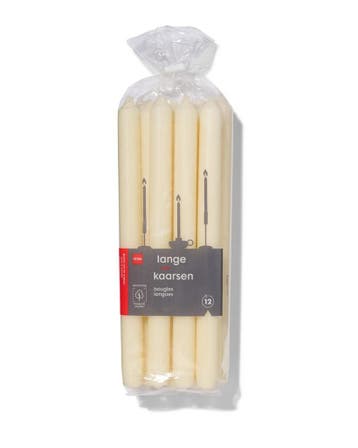 HEMA Lange huishoudkaarsen Ø2.2x29 ivoor - 12 stuks, Verzenden, Nieuw