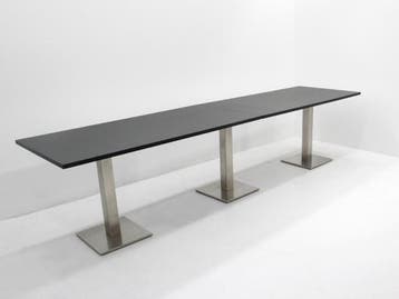 Vergadertafel - 320x80cm - shadow black - trompetvoet RVS, Ophalen of Verzenden, Nieuw