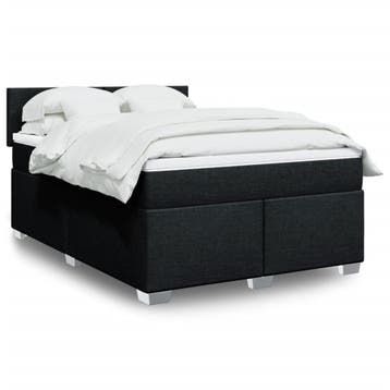 vidaXL Boxspring met matras stof zwart 160x200 cm, Huis en Inrichting, Slaapkamer | Bedden, Verzenden, Zwart, 200 cm, Stof