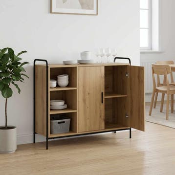 vidaXL Dressoir Artisanaal eiken 97 x 33 x 81 cm Bewerkt, Huis en Inrichting, Verzenden, Nieuw, Overige houtsoorten, Minder dan 50 cm