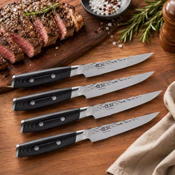 Yaxell Tsuchimon Steakmessenset – 4-delig – 3 Lagen Dama, Ophalen of Verzenden, Nieuw, Overige materialen, Bestekset