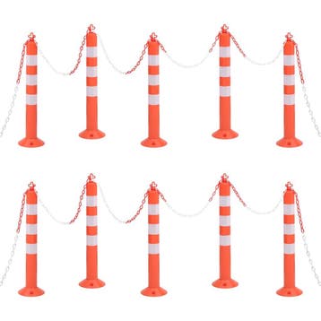 vidaXL Verkeerspalen met ketting 10 st 75 cm PE, Huis en Inrichting, Verzenden, Nieuw