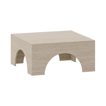 Salontafel Vivatka vierkant 80x80x37 cm travertijn [en.casa], Huis en Inrichting, Tafels | Salontafels, Verzenden, Nieuw