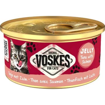 Voskes Jelly tonijn met zalm natvoer kat (24x85 g) 1 tray..., Dieren en Toebehoren, Verzenden, Hond