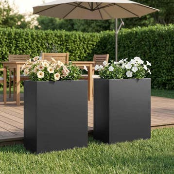 vidaXL Plantenbak 2 st Zwart 40 x 20 x 50 cm Koudgewalst, Verzenden, Minder dan 60 cm, Nieuw, Metaal