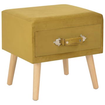 vidaXL Nachtkastje 40x35x40 cm fluweel mosterdkleurig, Overige materialen, Minder dan 45 cm, Verzenden, Nieuw