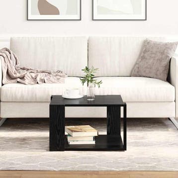 vidaXL Salontafel Zwart Eiken 51,5 x 51,5 x 30 cm Bewerkt, Verzenden, Nieuw, Overige houtsoorten, 50 tot 100 cm