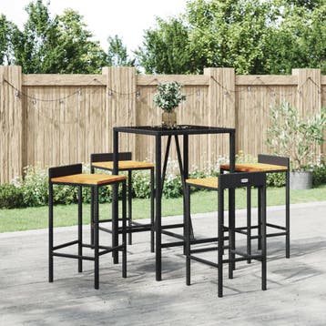 vidaXL 5-delige Tuinbarset poly rattan en massief acaciahout, Verzenden, Nieuw, 4 zitplaatsen