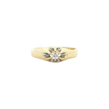 Gouden pinkring met diamant 14 karaat, Sieraden, Tassen en Uiterlijk, Ringen, Verzenden, Zo goed als nieuw, Goud