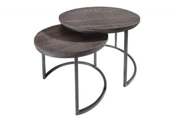 industrieele set van 2 bijzettafels ELEMENTS 60cm grijs, Ophalen of Verzenden, Nieuw