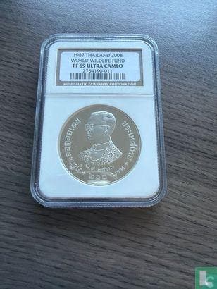 Thailand 200 baht 1987 (BE2530 - PROOF) 25th anniversary..., Verzenden, Losse munt, Goud