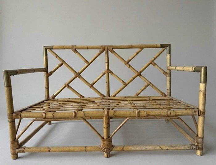 Sofa - Een Italiaanse bank uit de mid-20e eeuw, van bamboe, Antiek en Kunst, Kunst | Designobjecten