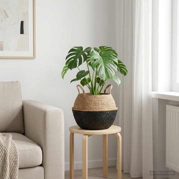 vidaXL Plantenpot met handvatten Zwart Ø 45 x 36 cm 100%, Verzenden, Nieuw, 30 tot 60 cm