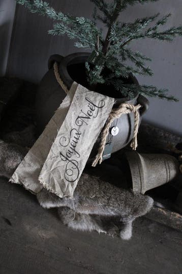 Shabby linnen kerstlint Joyeux Noël 100 cm, Ophalen of Verzenden, Nieuw