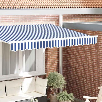 vidaXL Vervangende markies volant Blauw en Wit 2,5 m, Tuin en Terras, Zonneschermen, Verzenden, Nieuw