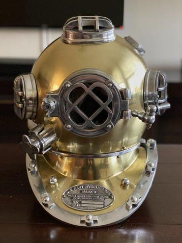 Duikhelm - XXL deluxe U.S. Mark V Deep Sea Divers-helm -, Antiek en Kunst