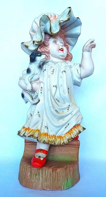 Beeldje, Heubach Piano Baby Bisque Porcelain: Girl with