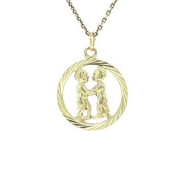 Gouden hanger sterrenbeeld tweeling 14 karaat, Verzenden, Zo goed als nieuw, Goud