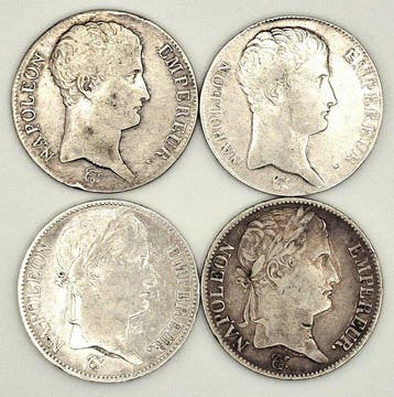 Frankrijk. Napoléon I (1804-1814). 5 Francs 1806/1814 (lot