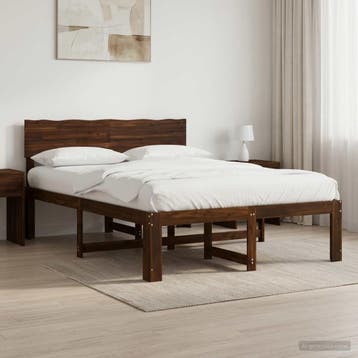 vidaXL Tweepersoonsbed met hoofdeinde ROSTOCK Donkerbruin, Bruin, Verzenden, Hout, Nieuw