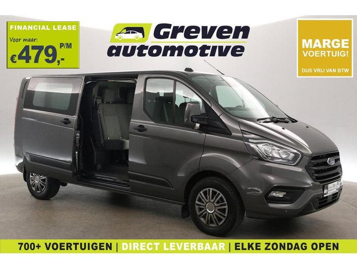 Ford Transit Custom 2.0 TDCI L2H1 | DC | 6 Zits | Marge |, Auto's, Bestelauto's, Handgeschakeld, Diesel, Zilver of Grijs, Ford