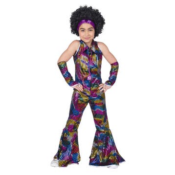 Disco Jumpsuit Rainbow Glitter Kind, Ophalen of Verzenden, Nieuw