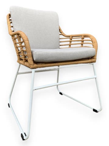 Tuinstoel / Eetstoel Rowie Bamboe inclusief grijze kussens, Tuin en Terras, Tuinstoelen, Ophalen of Verzenden, Nieuw