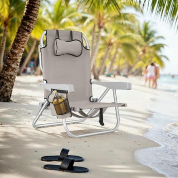 Aluminium strandstoel Coral, opvouwbaar met rugzakfunctie, Verzenden, Nieuw