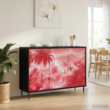 vidaXL Dressoir AACHEN Zwart eiken 102 x 33 x 76 cm Bewerkt, Huis en Inrichting, Kasten | Dressoirs, Verzenden, Nieuw, Overige houtsoorten