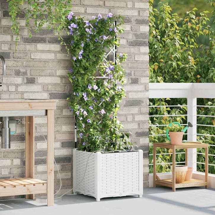 vidaXL Plantenbak Wit 40 x 40 x 142 cm PP, Tuin en Terras, Bloembakken en Plantenbakken, Minder dan 60 cm, Nieuw, 60 cm of meer