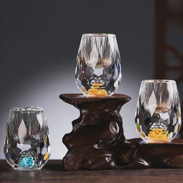 Luxe Kristallen Wijnglazen met Goudfolie - 15ML - Set van 1,, Antiek en Kunst, Verzenden