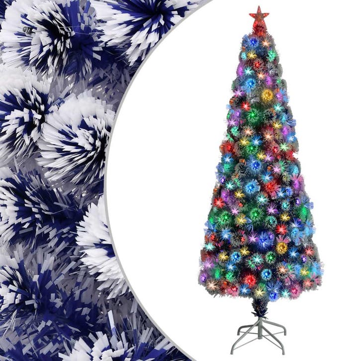 vidaXL Kunstkerstboom met verlichting 210 cm glasvezel wit, Diversen, Kerst, Nieuw, Verzenden
