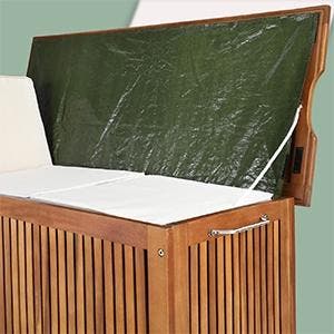 Kussenbox acaciahout 124x52x58cm met Wielen (Kussenboxen), Verzenden, Nieuw