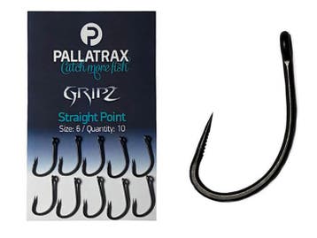 Gripz Straight Point Karperhaken 10 st. Pallatrax, Watersport en Boten, Hengelsport | Karpervissen, Verzenden, Nieuw, Haak