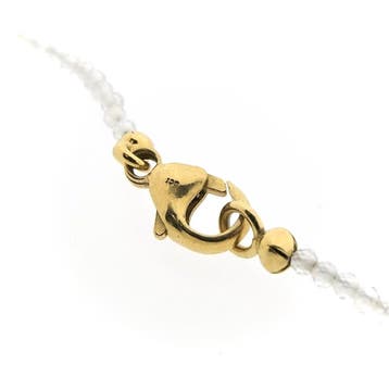 9 karaat ketting met bergkristal kralen, Gebruikt, Geel, Ophalen of Verzenden, Met edelsteen
