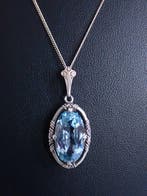 Zilver - Ketting met hanger - Spinel/Topaas - Art Deco