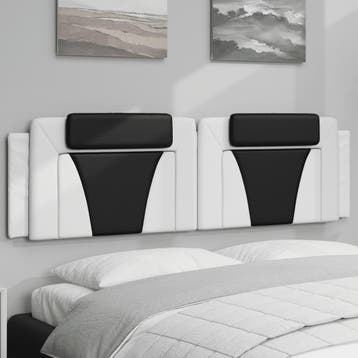 vidaXL Hoofdbordkussen Viana 180 cm kunstleer wit en zwart, Verzenden, Nieuw, Wit, Overige materialen