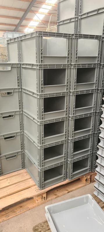 Magazijnbak, 400x300x220 mm, euronorm, grijs kunststof,, Ophalen of Verzenden