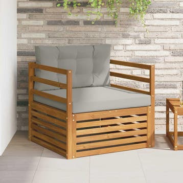 vidaXL Tuinbank Massief Acaciahout en Polyester Naturel en, Verzenden, Nieuw