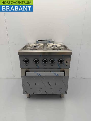 RVS MBM Dexion 4 pits Fornuis Gasfornuis met gasoven oven 70, Ophalen of Verzenden, Nieuw in verpakking