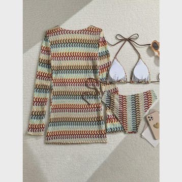Drieparts Bikini Set met Lange Mouwen Cover-up - Stijlvol en, Verzenden, Nieuw