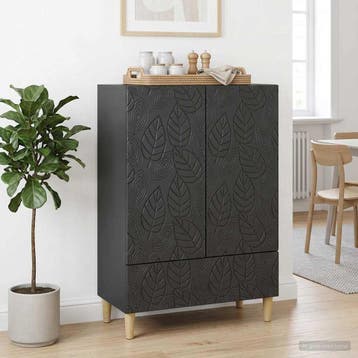 vidaXL Dressoir Zwart 66 x 34,5 x 95 cm Bewerkt hout, Huis en Inrichting, Kasten | Dressoirs, Verzenden, Nieuw, Overige houtsoorten
