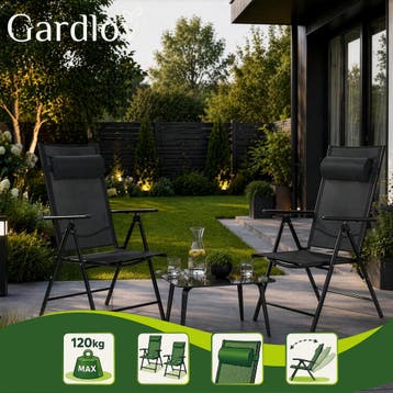 Gardlov Zwarte inklapbare tuinstoelen set van 2 met verst..., Ophalen of Verzenden, Nieuw