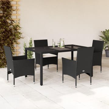 vidaXL 5-delige Tuinset met kussens poly rattan en glas, Verzenden, Nieuw, 4 zitplaatsen, Tuinset