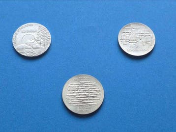 Finland. Set of 3 coins: 10, 25, 100 Markkaa 1977/1900,, Gestempeld