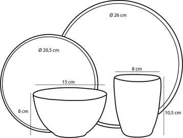 Mica Decorations Tabo Serviesset 4 Persoons - Grijs, Huis en Inrichting, Verzenden, Nieuw