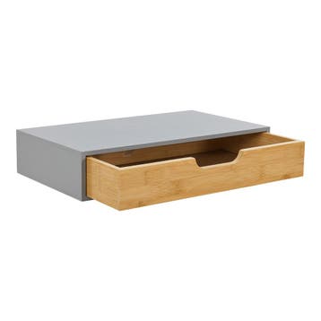 Wandplank met lade Bokn bamboe 40x24x8 cm grijs [en.casa], Verzenden, Nieuw