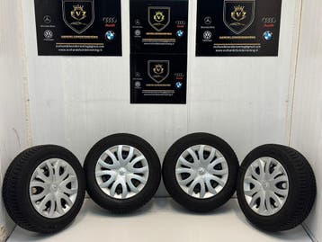 Org. Renault Clio stalen velgenset winterbanden 185/65R15, Gebruikt, 16 inch, Banden en Velgen, Personenwagen